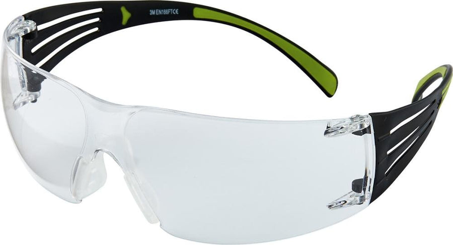 3M SecureFit SF401AF – heldere lens, zwarte/groene veren; foto volgens EAN 4054596052758