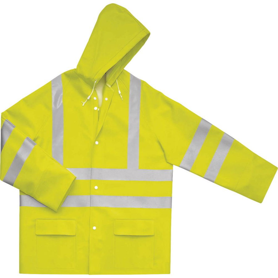 Delta Plus 900VESHV reflecterende regenjas – fluo geel op witte achtergrond