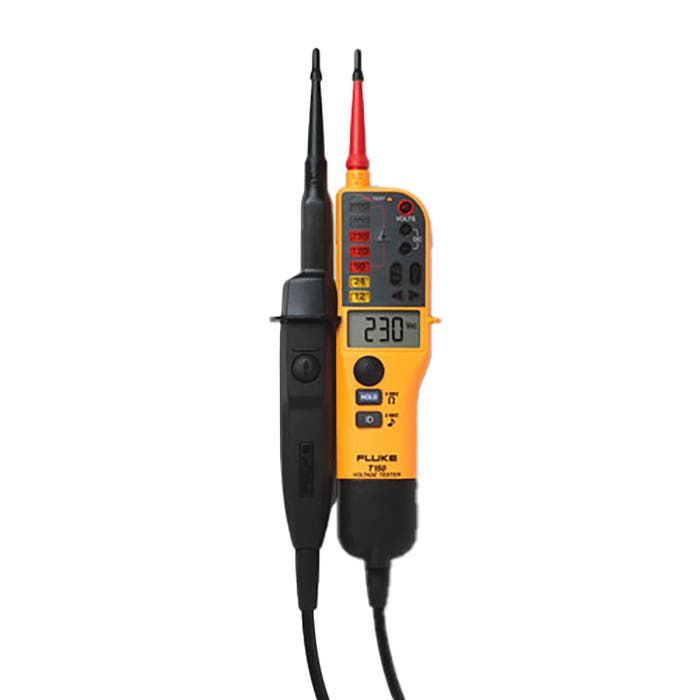 Fluke T150 tweepolige spannings- en continuïteitstester met LCD op witte achtergrond